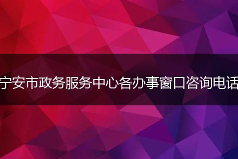 宁安市政务服务中心各办事窗口咨询电话