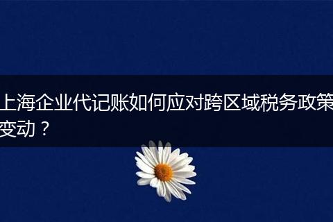 上海企业代记账如何应对跨区域税务政策变动?