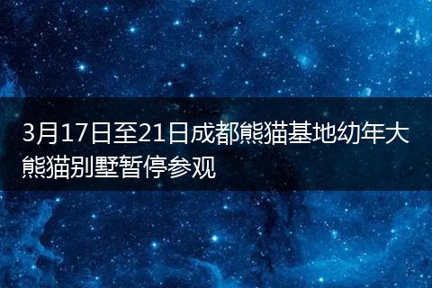 3月17日至21日成都熊猫基地幼年大熊猫别墅暂停参观
