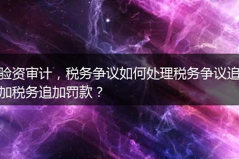 验资审计,税务争议如何处理税务争议追加税务追加罚款?