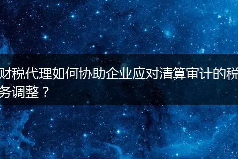 财税代理如何协助企业应对清算审计的税务调整？