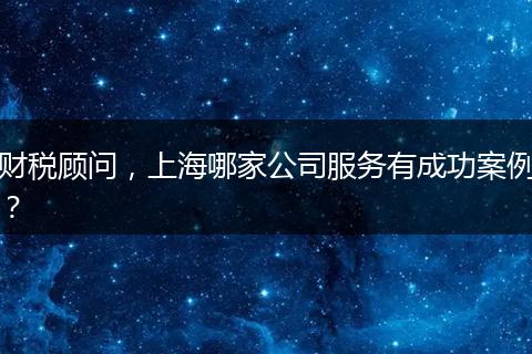 财税顾问，上海哪家公司服务有成功案例？