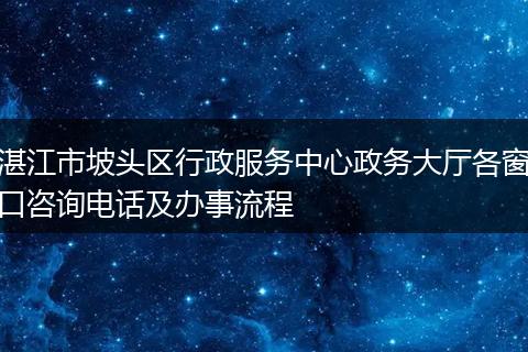 湛江市坡头区行政服务中心政务大厅各窗口咨询电话及办事流程