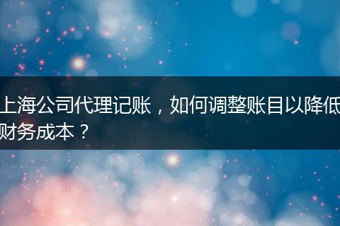 上海公司代理记账,如何调整账目以降低财务成本?