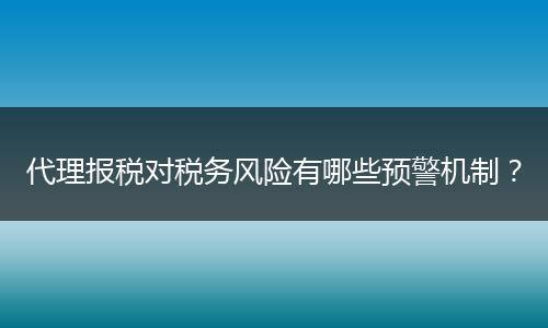 代理报税对税务风险有哪些预警机制?