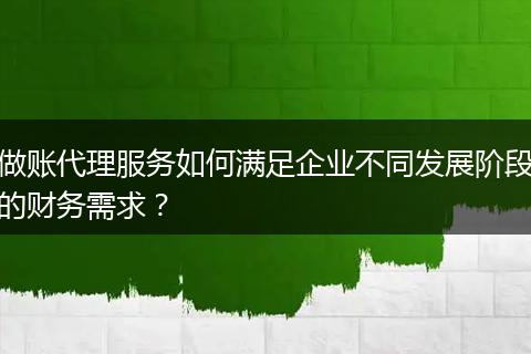 做账代理服务如何满足企业不同发展阶段的财务需求？