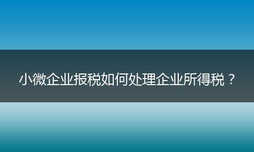 小微企业报税如何处理企业所得税?