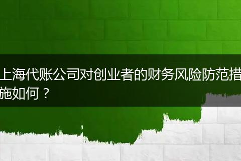 上海代账公司对创业者的财务风险防范措施如何?