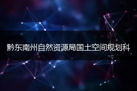 黔东南州自然资源局国土空间规划科