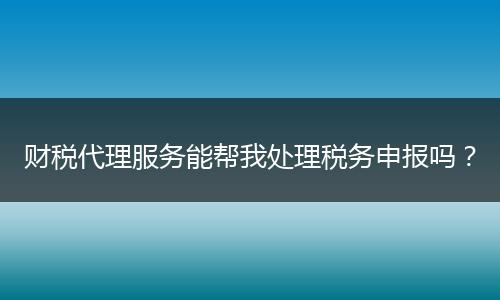 财税代理服务能帮我处理税务申报吗？