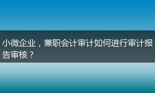 小微企业,兼职会计审计如何进行审计报告审核?