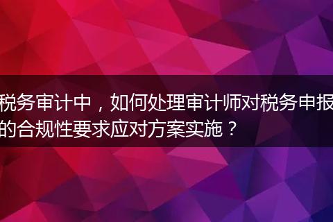 税务审计中,如何处理审计师对税务申报的合规性要求应对方案实施?