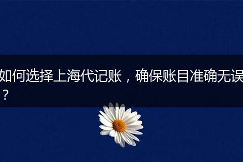 如何选择上海代记账,确保账目准确无误?