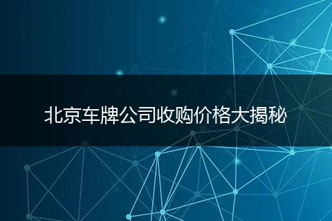北京车牌公司收购价格大揭秘