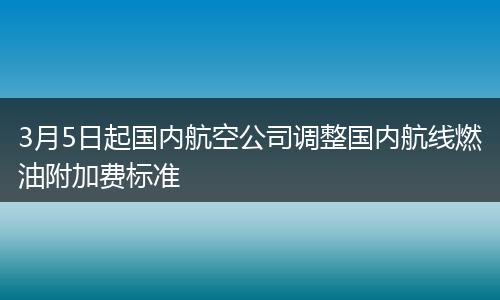 3月5日起国内航空公司调整国内航线燃油附加费标准