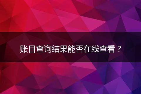 账目查询结果能否在线查看?