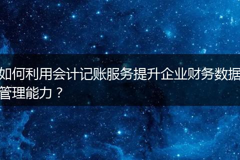 如何利用会计记账服务提升企业财务数据管理能力?