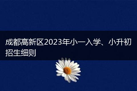 成都高新区2023年小一入学、小升初招生细则