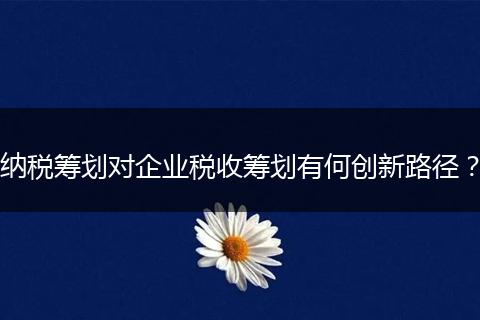 纳税筹划对企业税收筹划有何创新路径?