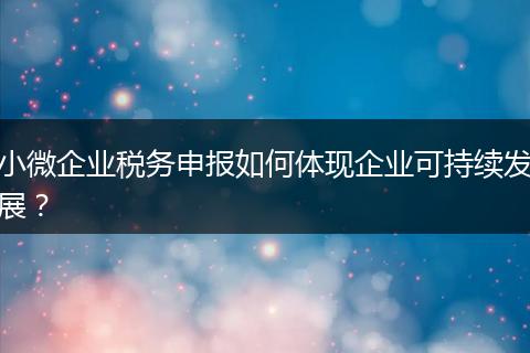 小微企业税务申报如何体现企业可持续发展?