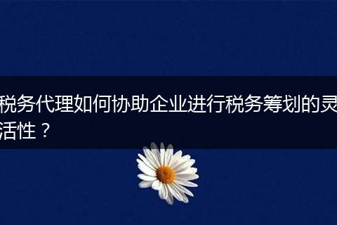 税务代理如何协助企业进行税务筹划的灵活性?