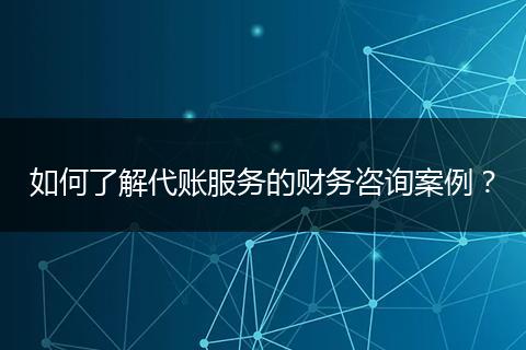 如何了解代账服务的财务咨询案例?