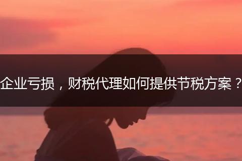 企业亏损，财税代理如何提供节税方案？