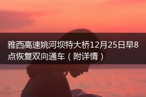 雅西高速姚河坝特大桥12月25日早8点恢复双向通车（附详情）