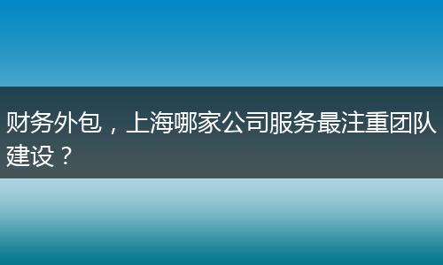 财务外包,上海哪家公司服务最注重团队建设?