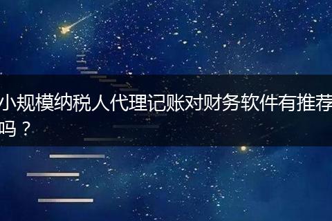 小规模纳税人代理记账对财务软件有推荐吗?