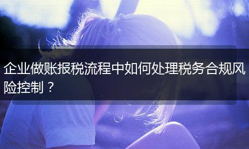 企业做账报税流程中如何处理税务合规风险控制?