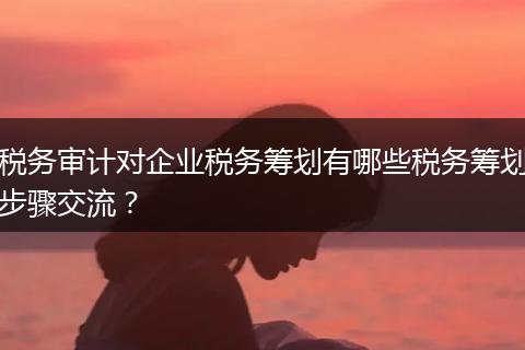 税务审计对企业税务筹划有哪些税务筹划步骤交流?