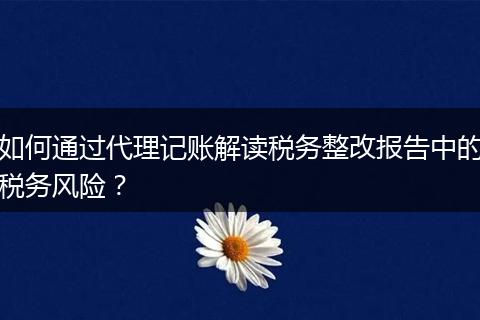 如何通过代理记账解读税务整改报告中的税务风险?