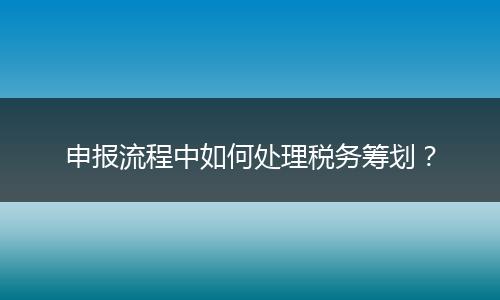 申报流程中如何处理税务筹划?