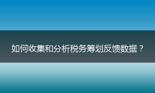 如何收集和分析税务筹划反馈数据?