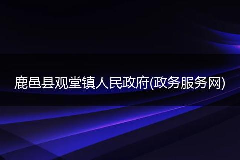 鹿邑县观堂镇人民政府(政务服务网)
