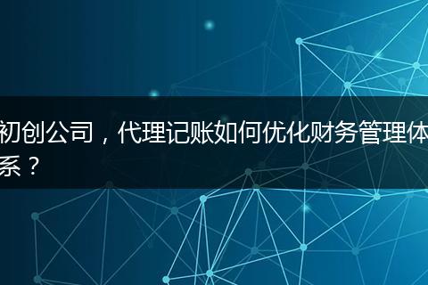 初创公司,代理记账如何优化财务管理体系?