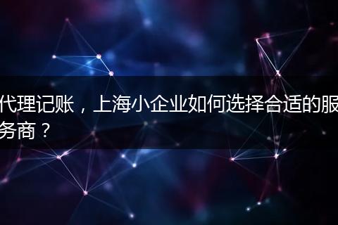 代理记账,上海小企业如何选择合适的服务商?