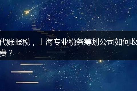 代账报税,上海专业税务筹划公司如何收费?