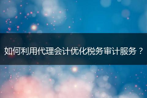 如何利用代理会计优化税务审计服务?