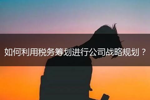 如何利用税务筹划进行公司战略规划？