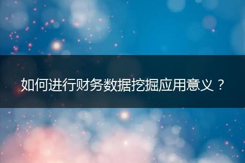 如何进行财务数据挖掘应用意义?