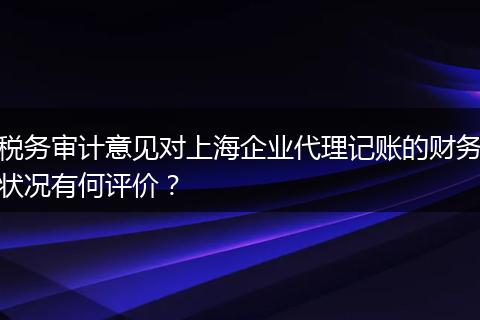 税务审计意见对上海企业代理记账的财务状况有何评价?