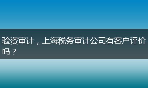 验资审计,上海税务审计公司有客户评价吗?