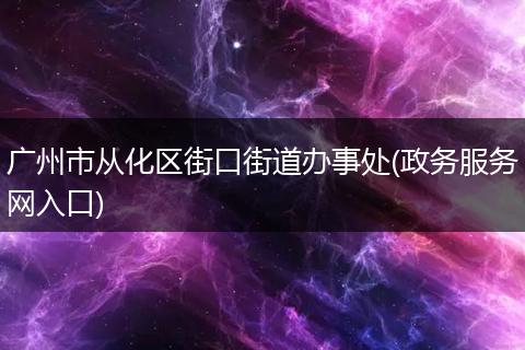 广州市从化区街口街道办事处(政务服务网入口)