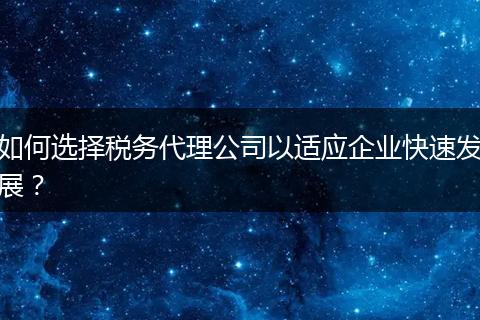 如何选择税务代理公司以适应企业快速发展?