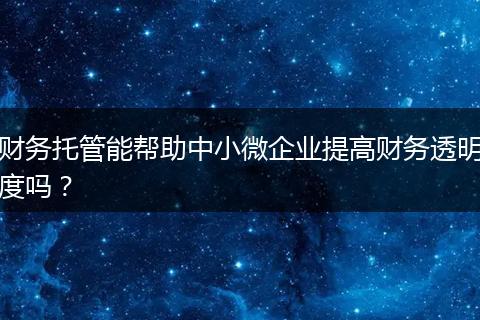 财务托管能帮助中小微企业提高财务透明度吗？
