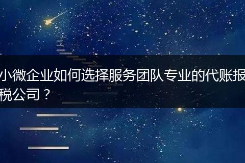 小微企业如何选择服务团队专业的代账报税公司?