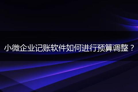 小微企业记账软件如何进行预算调整？