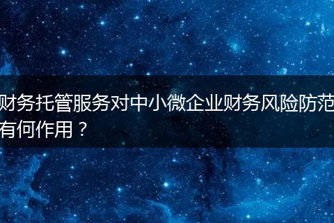 财务托管服务对中小微企业财务风险防范有何作用?